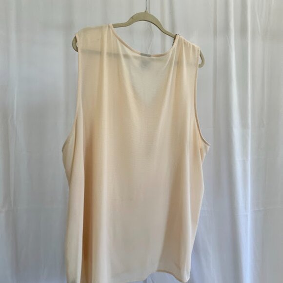 Bobeau Women's Plus 3X Cream crepe tank with black/white faux crystal neckline - Picture 3 of 7